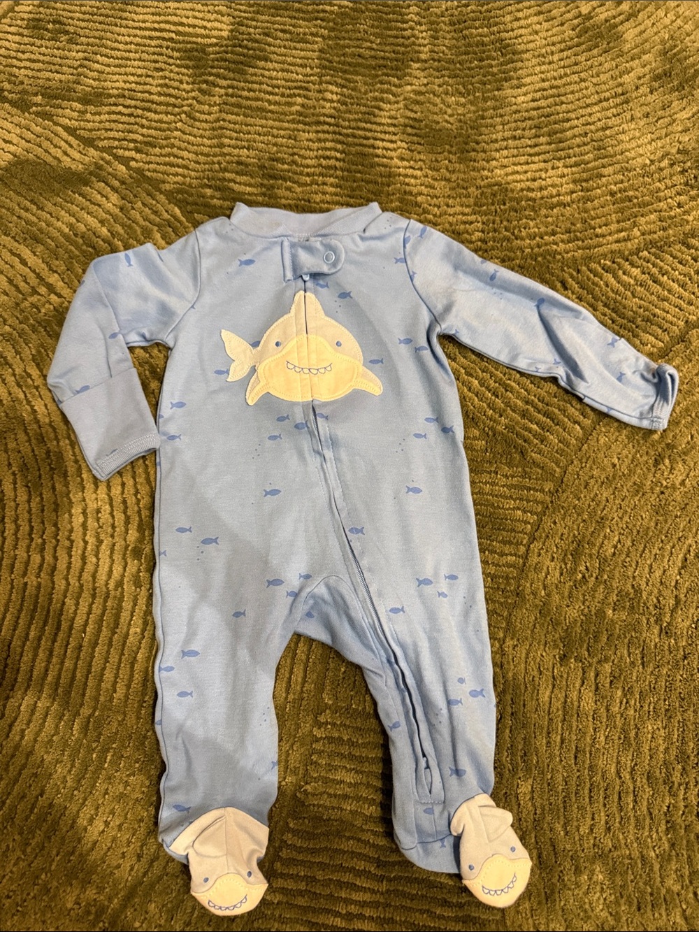 Carter’s Blue Shark Print Baby One-Piece Sleeper